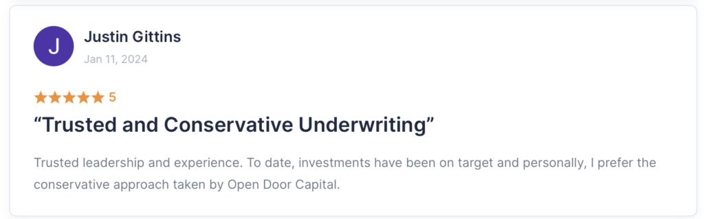 Five Star Investor Review of Open Door Capital